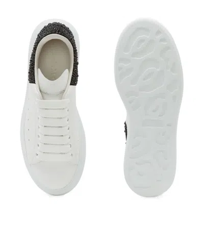 Alexander Mcqueen Crystal-embellished Leather Exaggerated-sole Sneakers In White