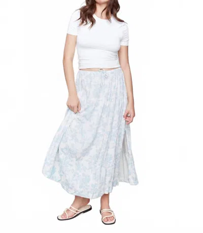 Charlie B Bloom Print Linen Tier Maxi Skirt In Blue In Multi