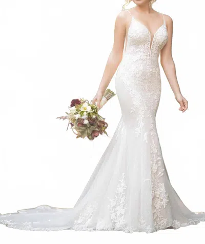 Essence Of Australia Sparkling Fit-and-flare Wedding Dress In Ivory/rum/porcelain In White