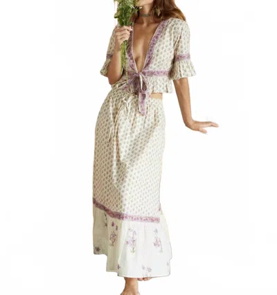 The Fox And The Mermaid Adya Lurex Tie-front Top And Maxi Skirt In Beige In Black