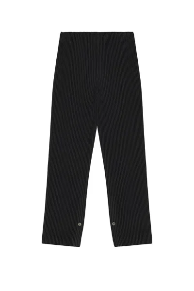 Issey Miyake Straight-leg Trousers With Pleated Texture And Elasticated Waistband In Black