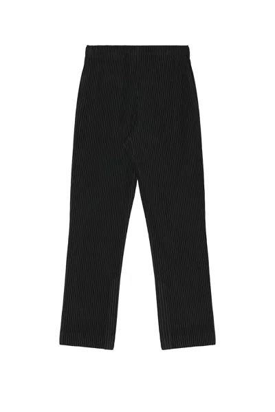 Issey Miyake Straight-leg Trousers With Pleated Texture And Elasticated Waistband In Black