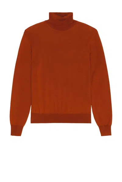 Saint Laurent Turtleneck Wool Sweater In Brown
