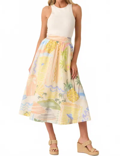 Prosperina Citrus Splash Midi Skirt In Multi In Multi