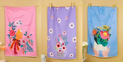 Tiramisu The "sweet Wishes & Happiness" Artisan Kitchen Tea Towel Set - Set Of 3 In Multi