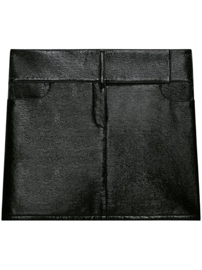 Courrèges Courregès  Black Belted Vinyl Mini Skirt In Black