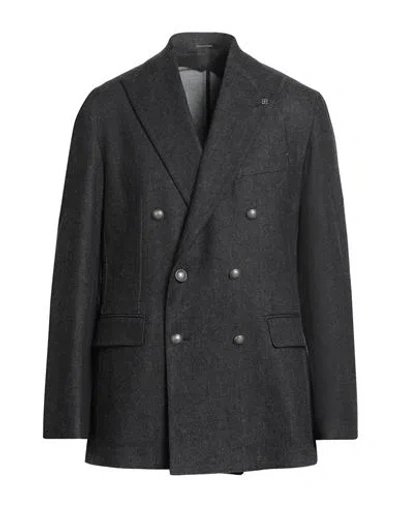 Tagliatore Man Blazer Black Size 42 Cotton, Polyurethane In Black