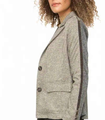 Mystree Mixed Media Blazer In Stone/charcoal In Gray