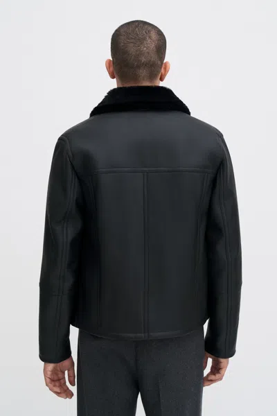 Filippa K Shearling Leather Jacket In Black