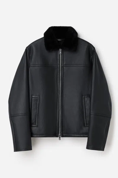 Filippa K Shearling Leather Jacket In Black