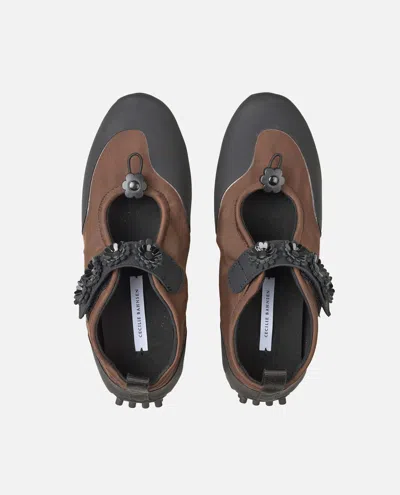 Cecilie Bahnsen Flower-embellished Mary Jane Sneakers In Brown