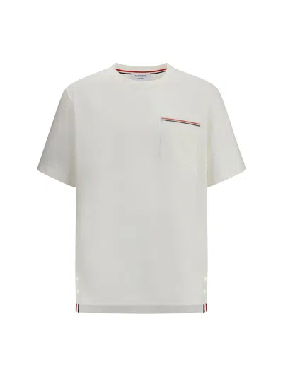Thom Browne Oversized T-shirt With Embroidered Pocket Detail In White