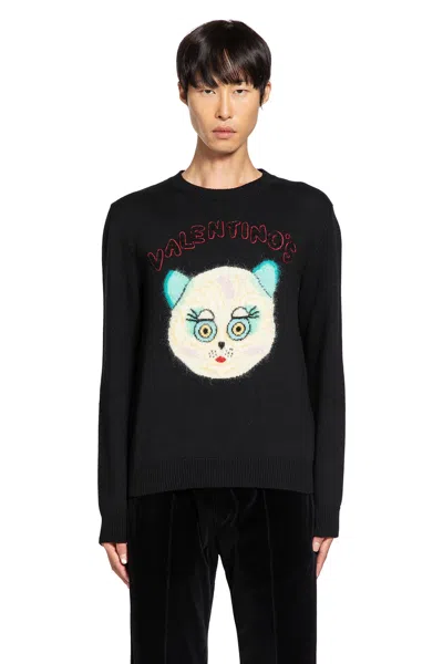 Valentino Wool Cotton Chat De La Maison Sweater In Black