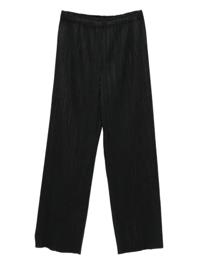 Issey Miyake Pleats Please  Pleated Straight Trousers In Black