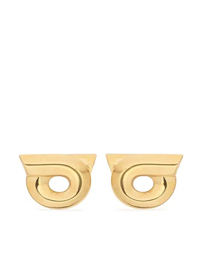 Ferragamo Geometric Stud Earrings Polished Finish In Grey