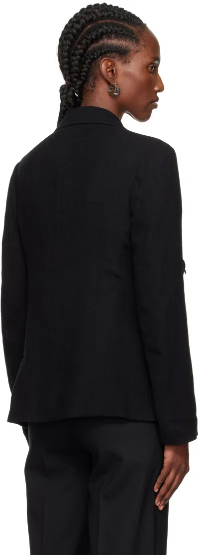 Y's Black O-left Front Drape Blazer In Black