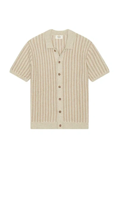 Marine Layer Graham Sweater Button Down Taupe In Multi