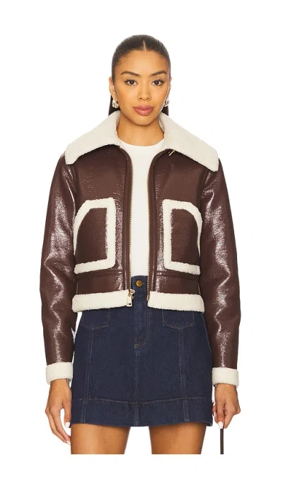 Alice And Olivia Isaiah Faux Shearling Aviator Jacket In Multi