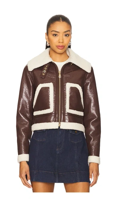 Alice And Olivia Isaiah Faux Shearling Aviator Jacket In Multi