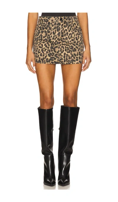 Good American Womens Leo Good 90's Denim Mini Skirt Lucky Leopard001 In Animal Print