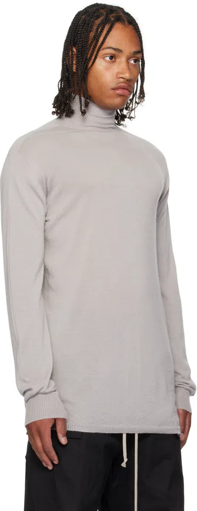 Rick Owens Gray Concordians Oversized Turtle Sweater In Gray