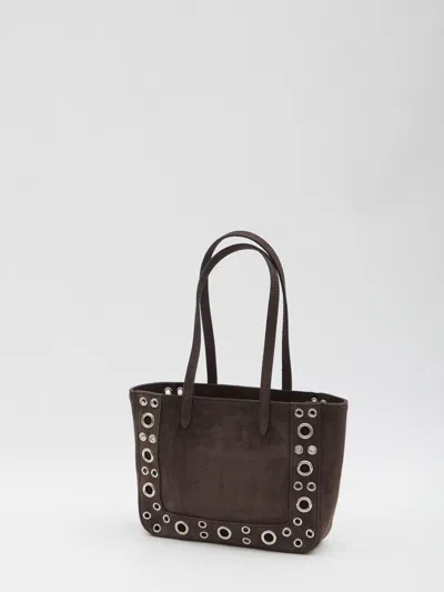 Valentino Mini Tote Bag With Rivets And Mirrors In Brown