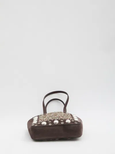 Valentino Mini Tote Bag With Rivets And Mirrors In Brown