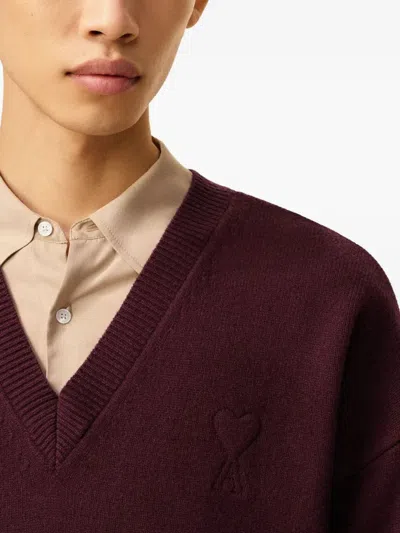 Ami Alexandre Mattiussi Ami Paris Cherry-coloured Wool And Cashmere Sweater Ami De Coeur Men In Pink