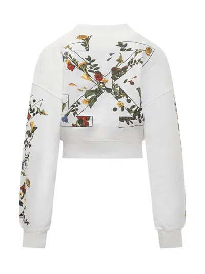 Off-white Floral Graphic Long Sleeve Top In White