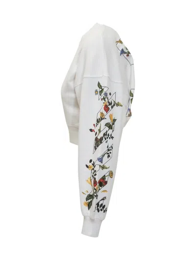 Off-white Floral Graphic Long Sleeve Top In White