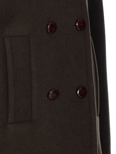 Isabel Marant Double-breasted Green Jacket With Structured Collar And Large Buttons In Brown