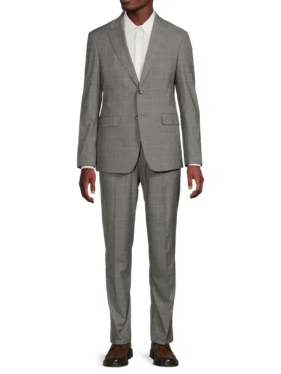 Scotch & Soda Regular Fit Grey Plaid Wool Suit In Gray
