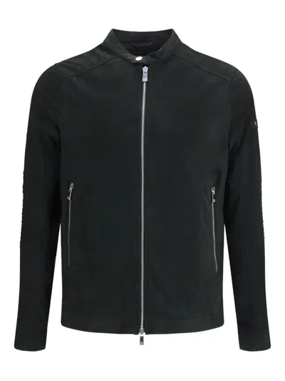 Tatras Double-slider Zip Suede Leather Jacket In Black