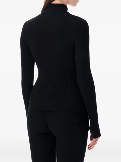 Courrèges Mockneck Rib Knit Sweater In Black