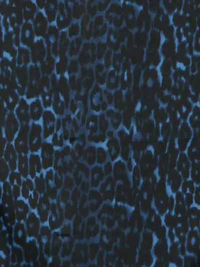 Lanvin Animal Print Rectangular Scarf Lightweight Fabric In Blue