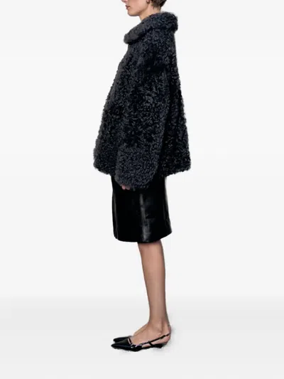 Bigardini Curly-shearling Zip-up Jacket In Gray