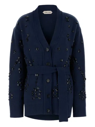 Alberta Ferretti Oversized Embellished Cardigan In Blue