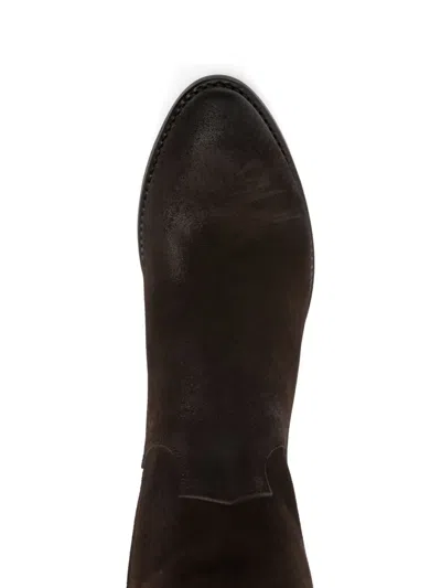 绒面皮牛仔风高筒靴