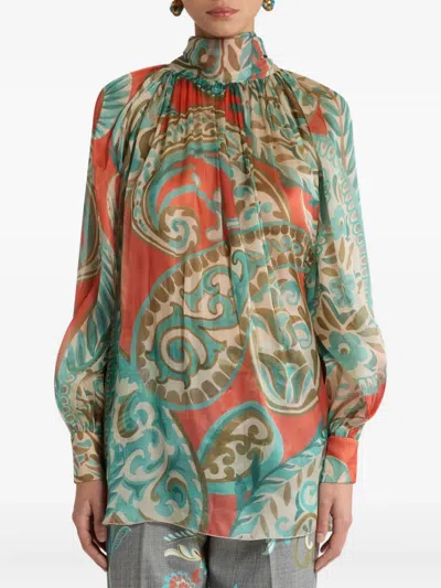 Etro Paisley High-neck Blouse In Multi
