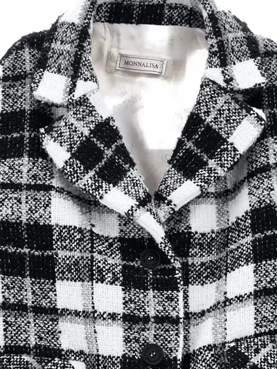 Monnalisa Bouclé Check Overcoat (2-12 Years) In Gray