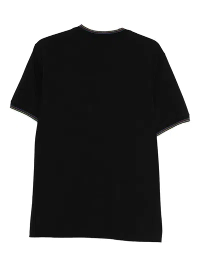 Ps By Paul Smith Black T-shirt With Striped Crew Neck Ps Paul Smith In Black