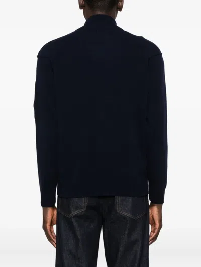 C.p. Company C.p.company Sea Island Full Zip Lens Cardigan In Black