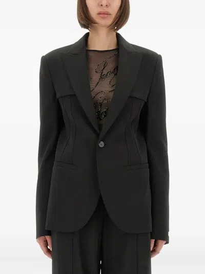 Jean Paul Gaultier Tailored Jacket With Structured Shoulders And Front Pockets In Black