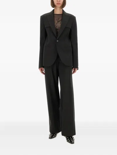 Jean Paul Gaultier Tailored Jacket With Structured Shoulders And Front Pockets In Black