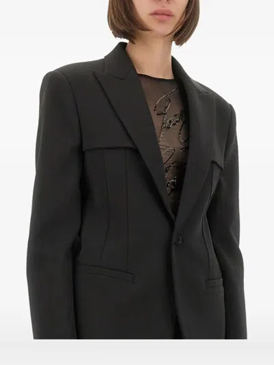 Jean Paul Gaultier Tailored Jacket With Structured Shoulders And Front Pockets In Black
