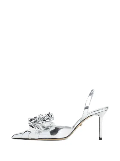 Mach&mach Mach & Mach Le Cadeau Silver Wrapped Leather Pumps In Metallic