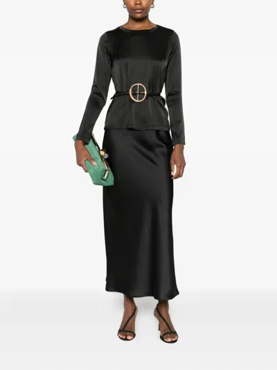 Dixie Long-sleeve Satin T-shirt In Black