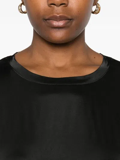 Dixie Long-sleeve Satin T-shirt In Black