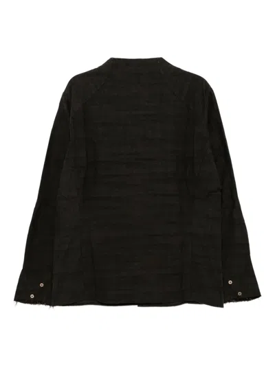 Devoa Textured Cotton Shirt In Brown