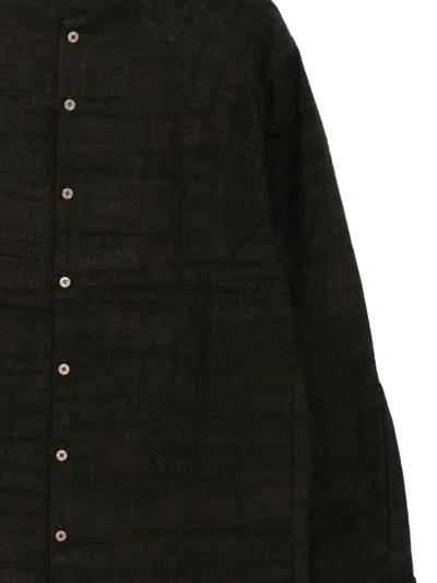 Devoa Textured Cotton Shirt In Brown